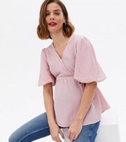 New Look Maternity Pink Texture Puff Sleeve Wrap Top